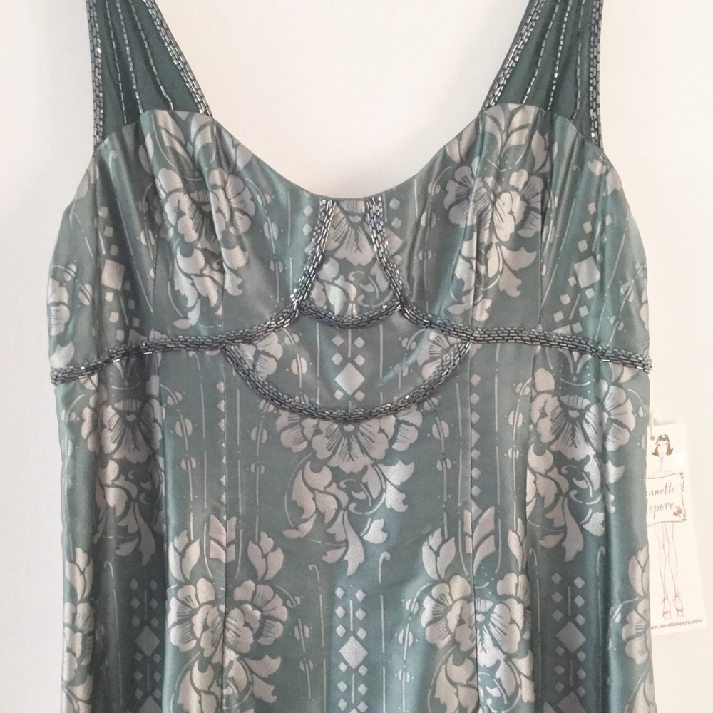 NWT Nanette Lepore silk slip dress cleopatra teal